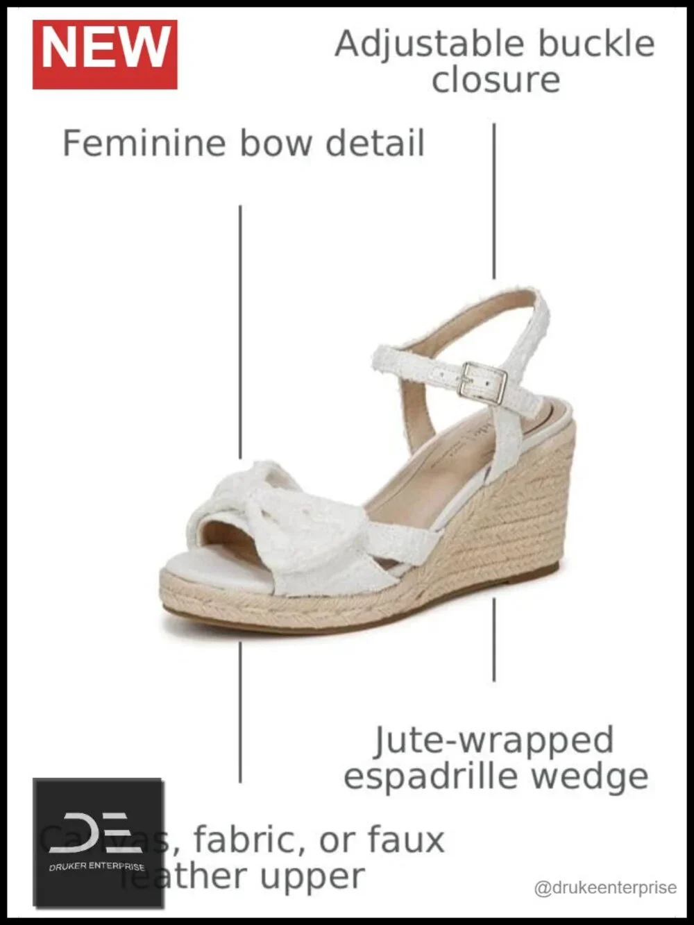 Women's Casual Wedge Espadrille Sandals - Soft System Comfort 3 1/8